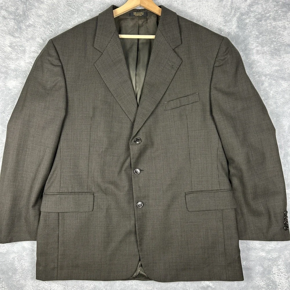 Gianfranco Ruffini Mens 46R Brown Black Houndstooth Sport Coat Blazer Wool Italy